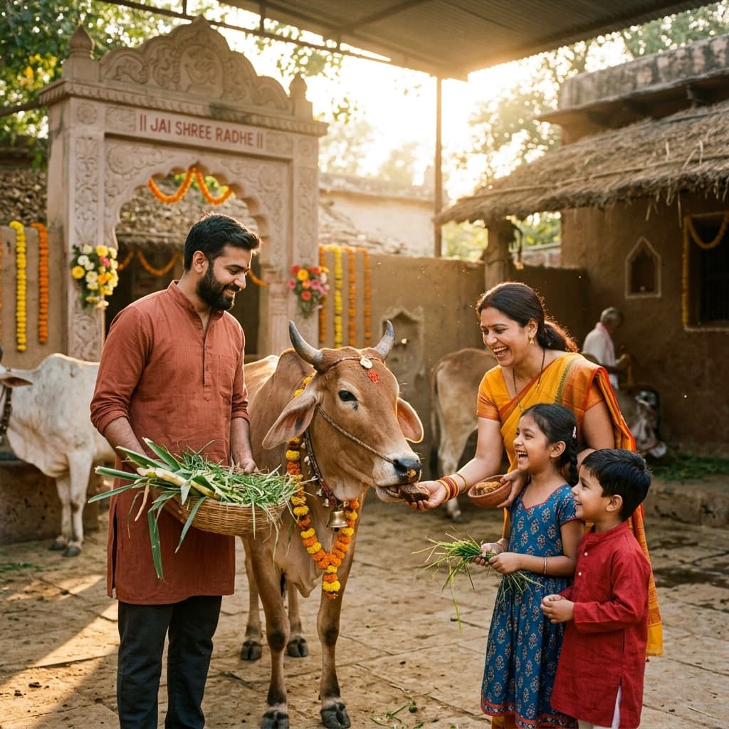 Gau Seva on a devotee's birthday celebration